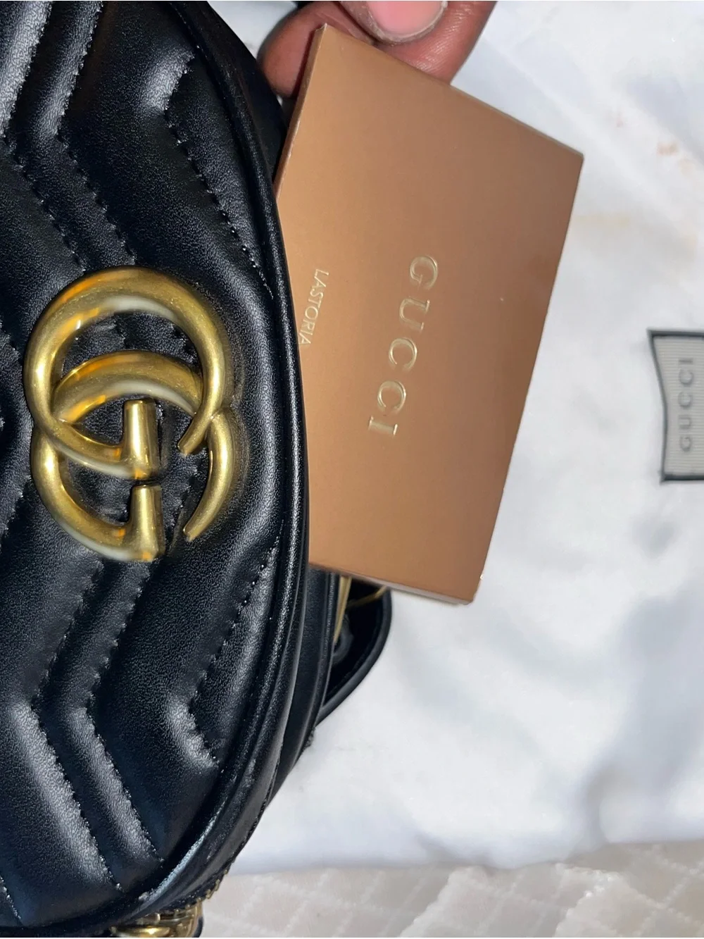Gucci Black Chevron GG Belt Bag with Gold Hardware